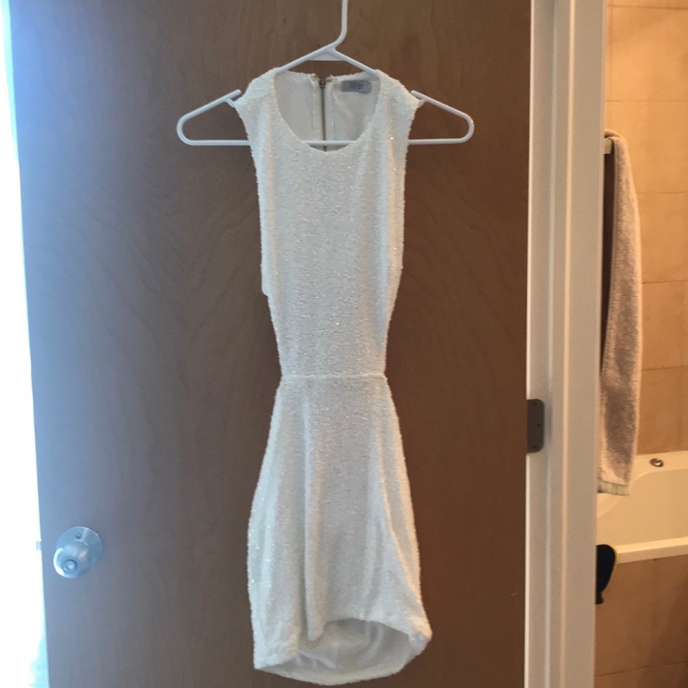 White sequence mini dress with cut outs!!